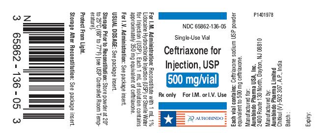 Ceftriaxone for Inj. - 500 mg Vial Label