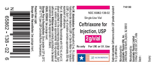 Ceftriaxone for Inj. - 2 g Vial Label