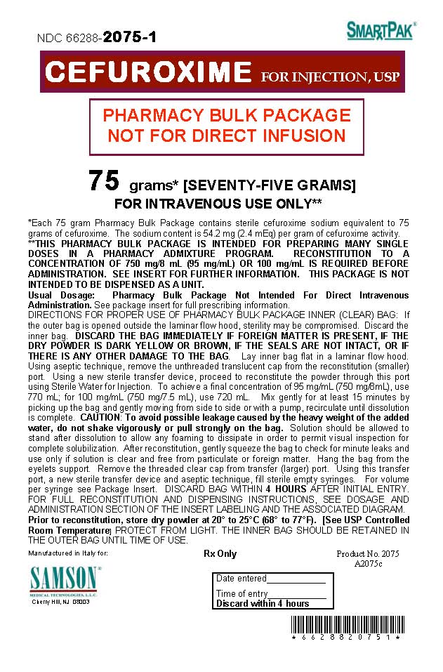 This is an image of cefuoxime 75 grams label.