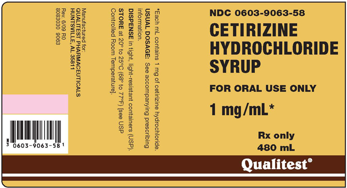 This is an image of the Cetirizine Hydrochloride Syrup 1mg/mL label.