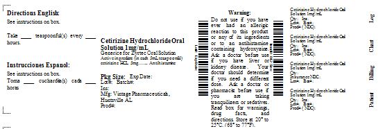 This is an image of the Cetirizine Hydrochloride Syrup (Cetirizine Hydrochloride Oral Solution, USP) 480mL label.