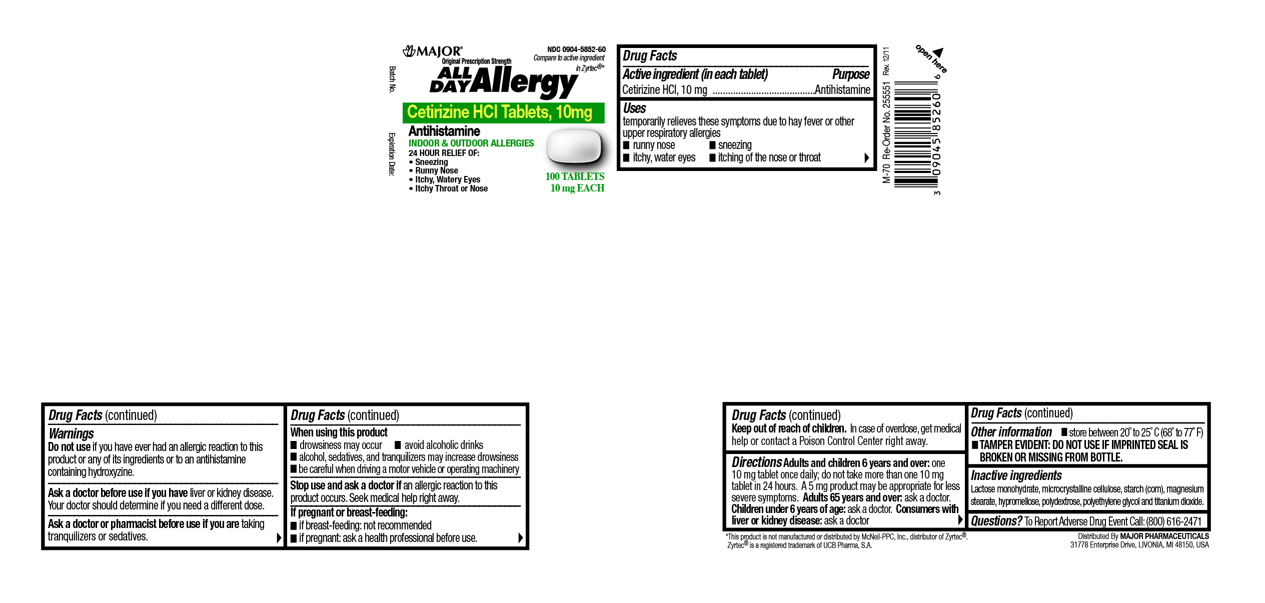All Day Allergy 100 Ct Bottle Label