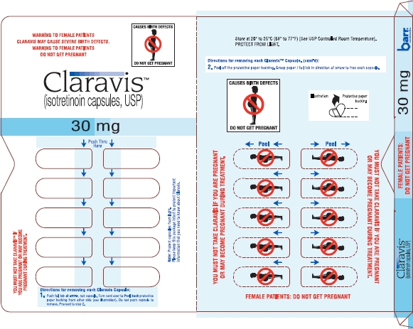 Claravis 30 mg Capsules Prescription Blister 10s Pack, Part 1 of 4