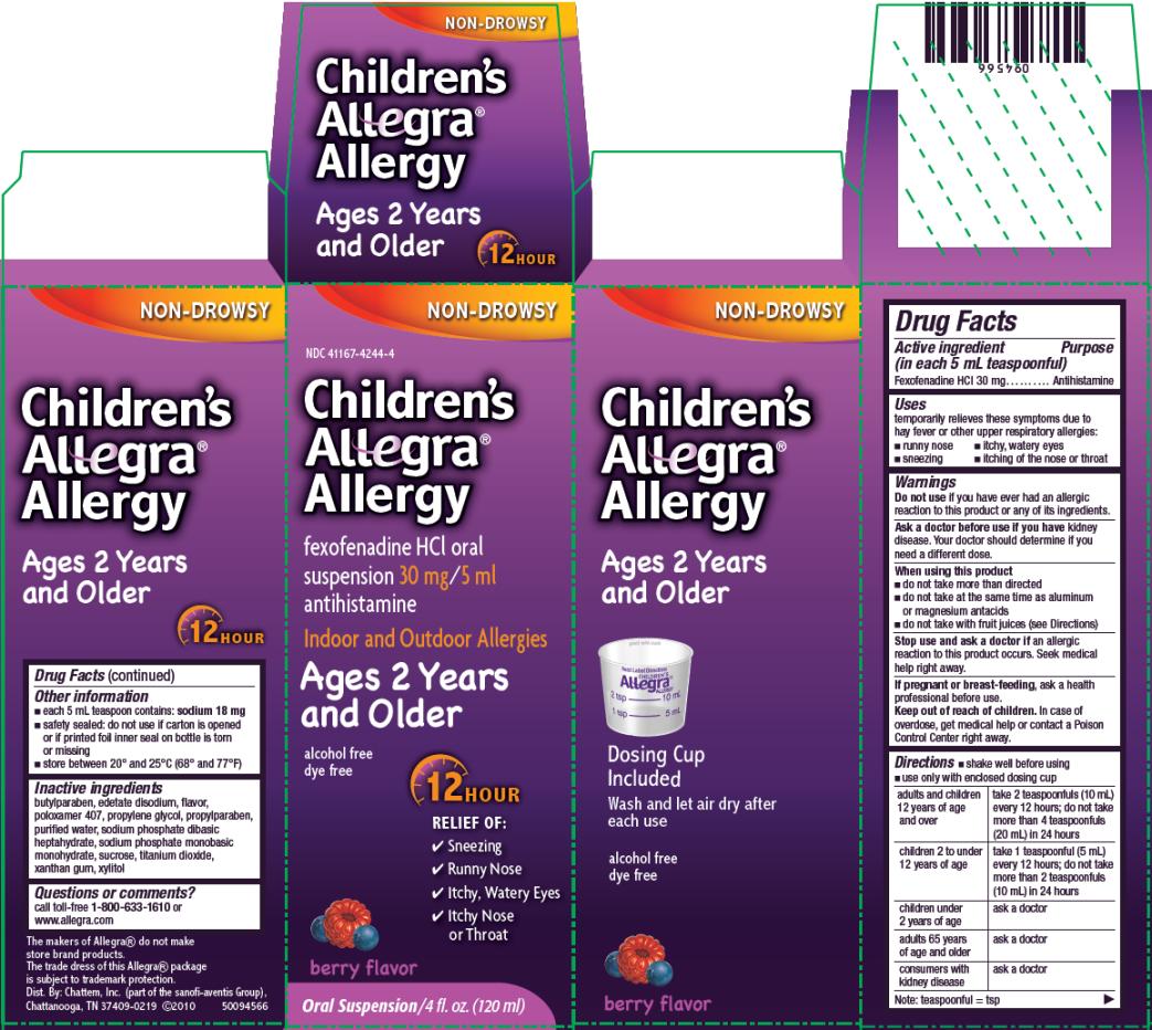 PRINCIPAL DISPLAY PANEL
NDC 41167-4244-4
Children’s 
Allegra® 
Allergy
fexofenadine HCL oral
suspension 30 mg/5 ml
antihistamine
