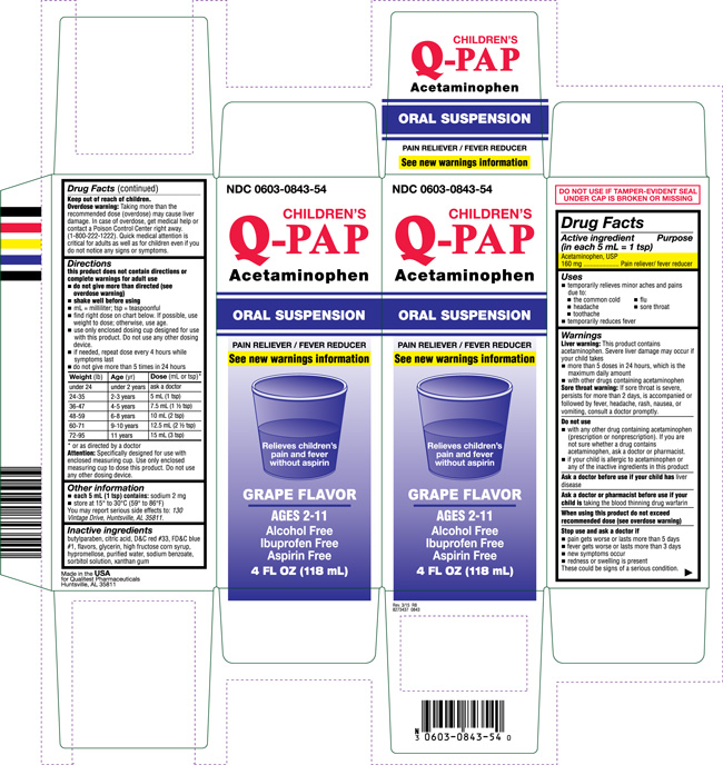 This is an image of the carton for the Children's Q-PAP Oral Suspension Grape Flavor.