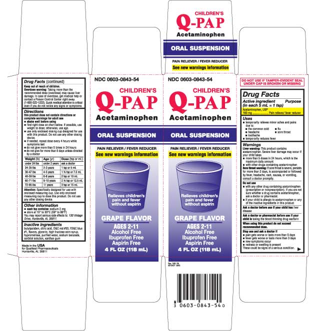 This is an image of the carton for the Children's Q-PAP Oral Suspension Grape Flavor.