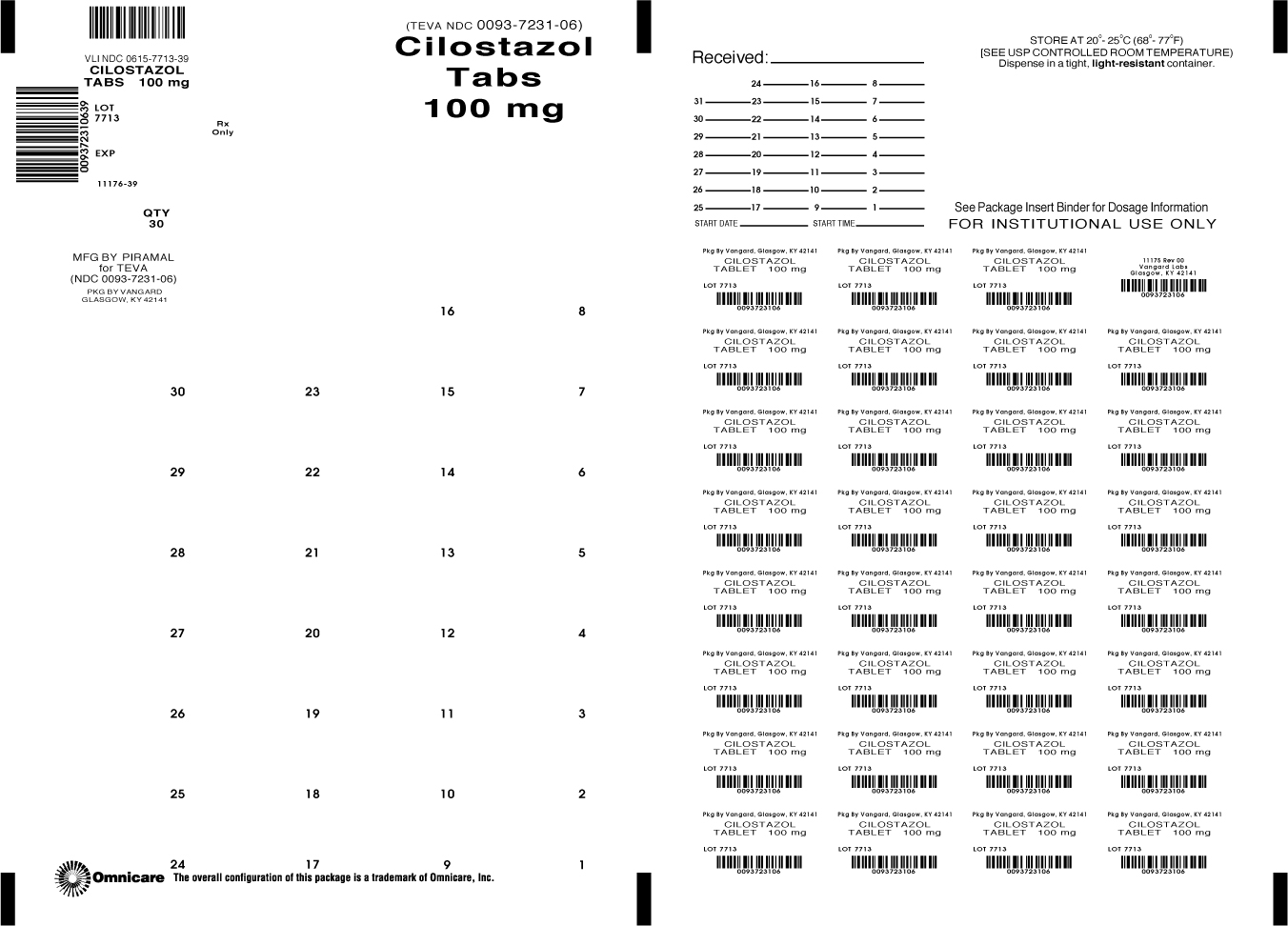 Principal Display Panel-Cilostazol Tabs 100mg