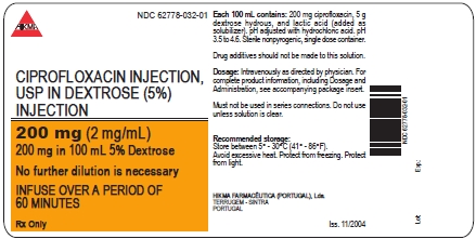 Ciprofloxacin Injection, USP in Dextrose (5%) Injection 200 mg (2 mg/mL)