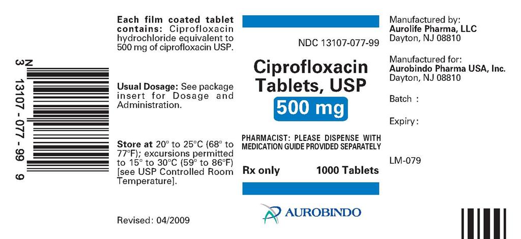 Ciprofloxacin Tablets 500 mg - 1000 Bottle