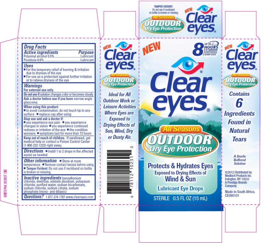 PRINCIPAL DISPLAY PANEL
NEW
UP TO 8 HOURS OF SOOTHING COMFORT
Clear eyes
ALL SEASONS OUTDOOR
Dry Eye Protection
Protects & Hydrates Eyes
Exposed to Drying Effects of
Wind & Sun
Lubricant Eye Drops
STERILE 0.5 FL OZ (15 mL)
