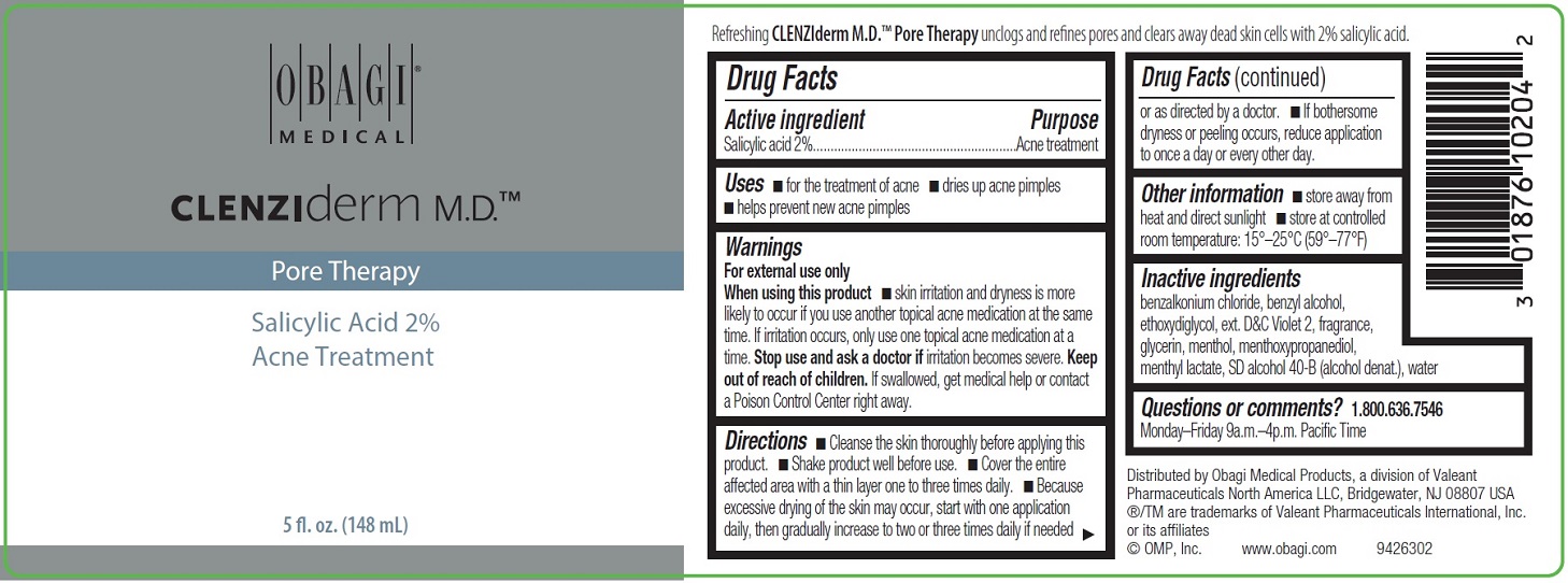 Clenziderm M.D. Pore Therapy 148 mL Bottle Label