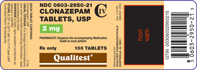 Image of the label for Clonazepam Tablets, USP 2 mg 100 tablets.
