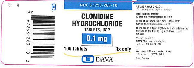 This is an image of Clonidinae HCI Tablets 0.1 mg label.