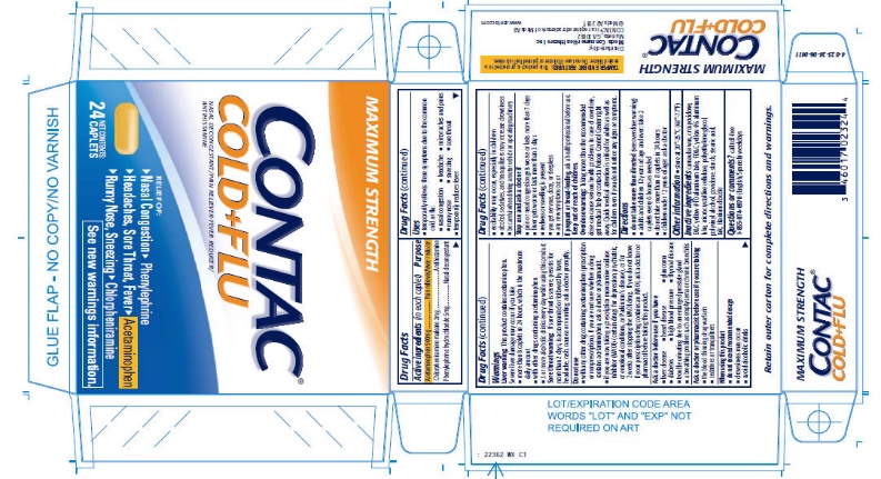 CONTAC Maximum Strength Cold + Flu:  24 ct Package