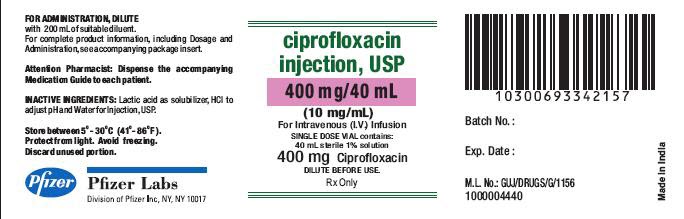 Ciprofloxacin Injection, USP 40 mL Container Label