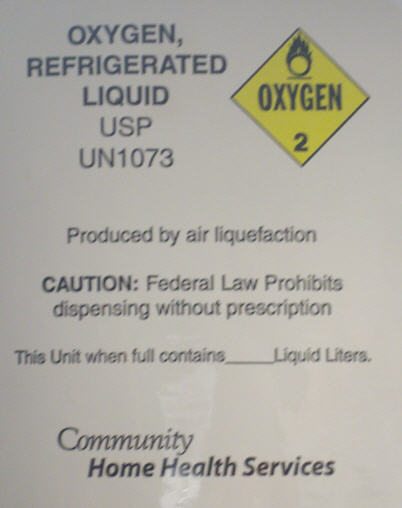 Principal Display Panel for Liquid Oxygen