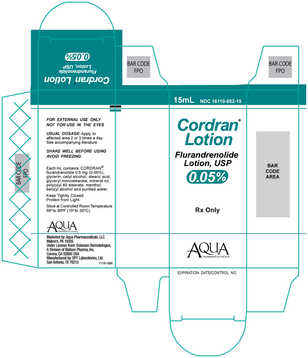 Cordran® Lotion Flurandrenolide Lotion, USP
15 mL Carton 
NDC 16110-052-15