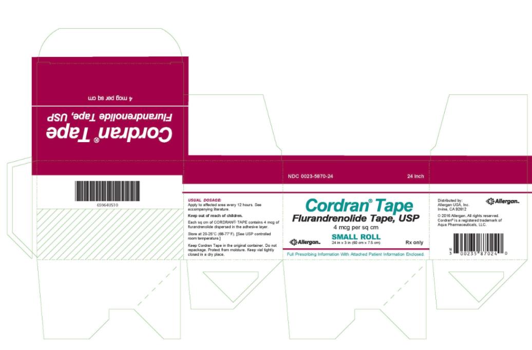 Cordran® Tape 4 mcg/sq cm
24 inches x 3 inches (60 cm x 7.5 cm)
NDC 0023-5870-24
