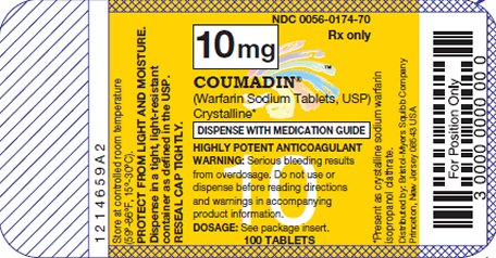 COUMADIN 10 mg 100 Tablets