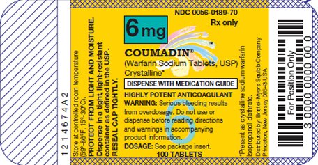 COUMADIN 6 mg 100 Tablets