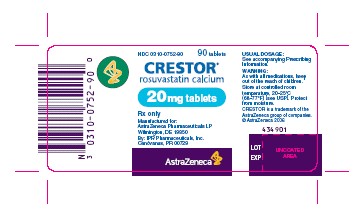 Crestor 20mg bottle label