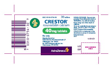 Crestor 40mg bottle label