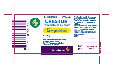 Crestor 5mg bottle label