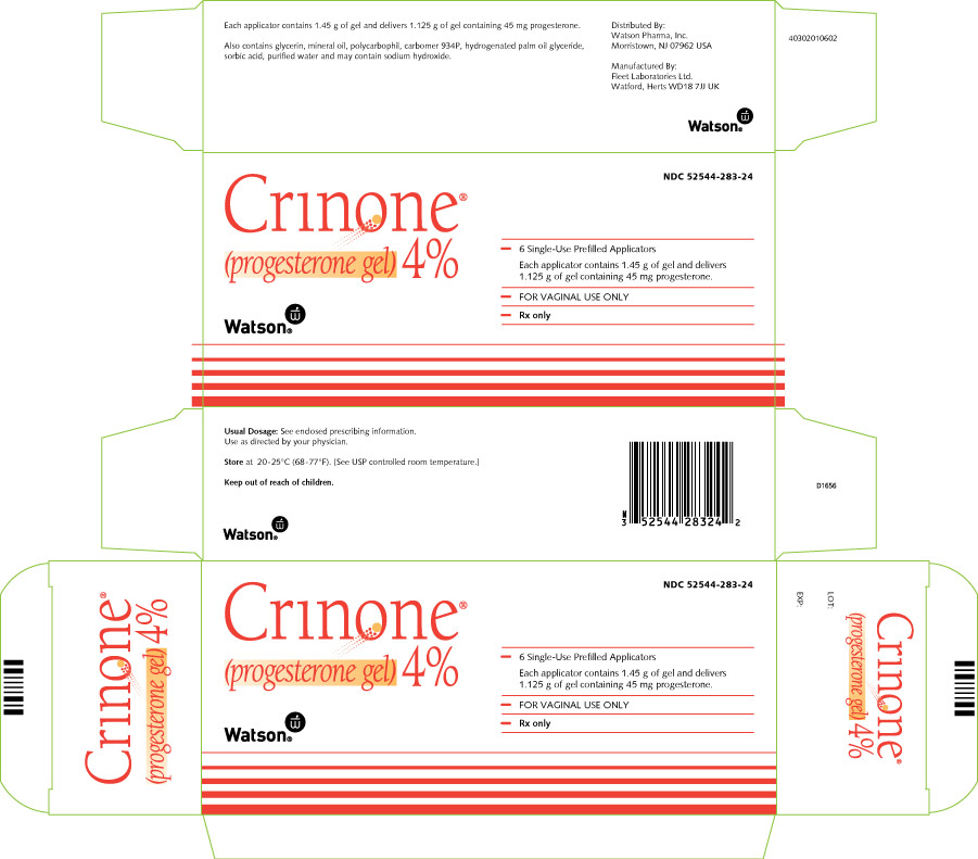 Crinone 4% (progesterone gel) Carton x 6 NDC 52544-283-24