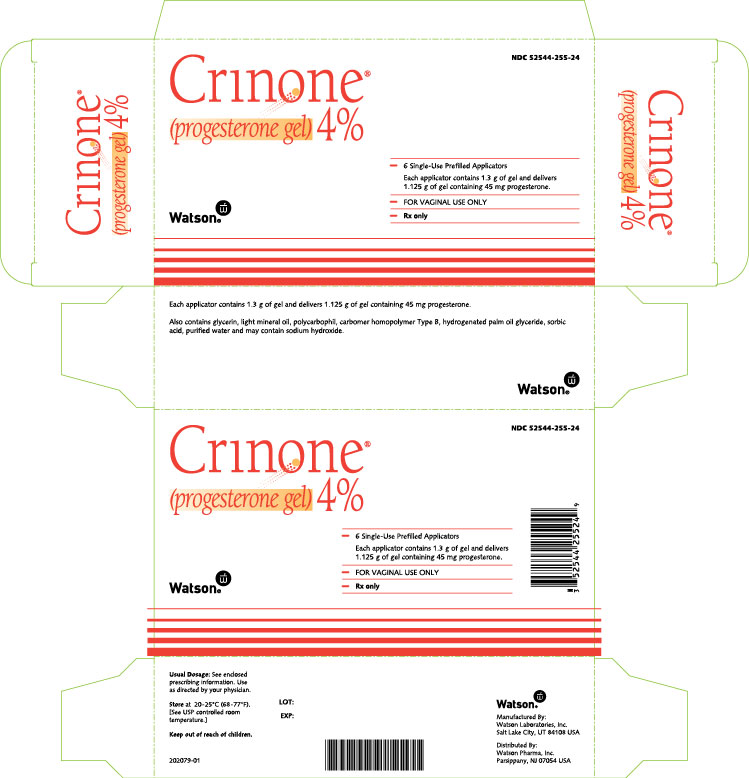 Crinone 4% (progesterone gel) Carton x 6 Single-Use Prefilled Applicators NDC 52544-283-24
