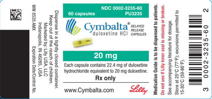 PACKAGE LABEL- Cymbalta 20 mg, bottle of 60
