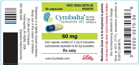 PACKAGE LABEL- Cymbalta 60 mg, bottle of 30
