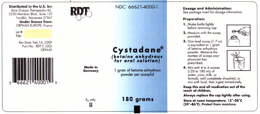 Cystadane (betaine anhydrous) for oral solution