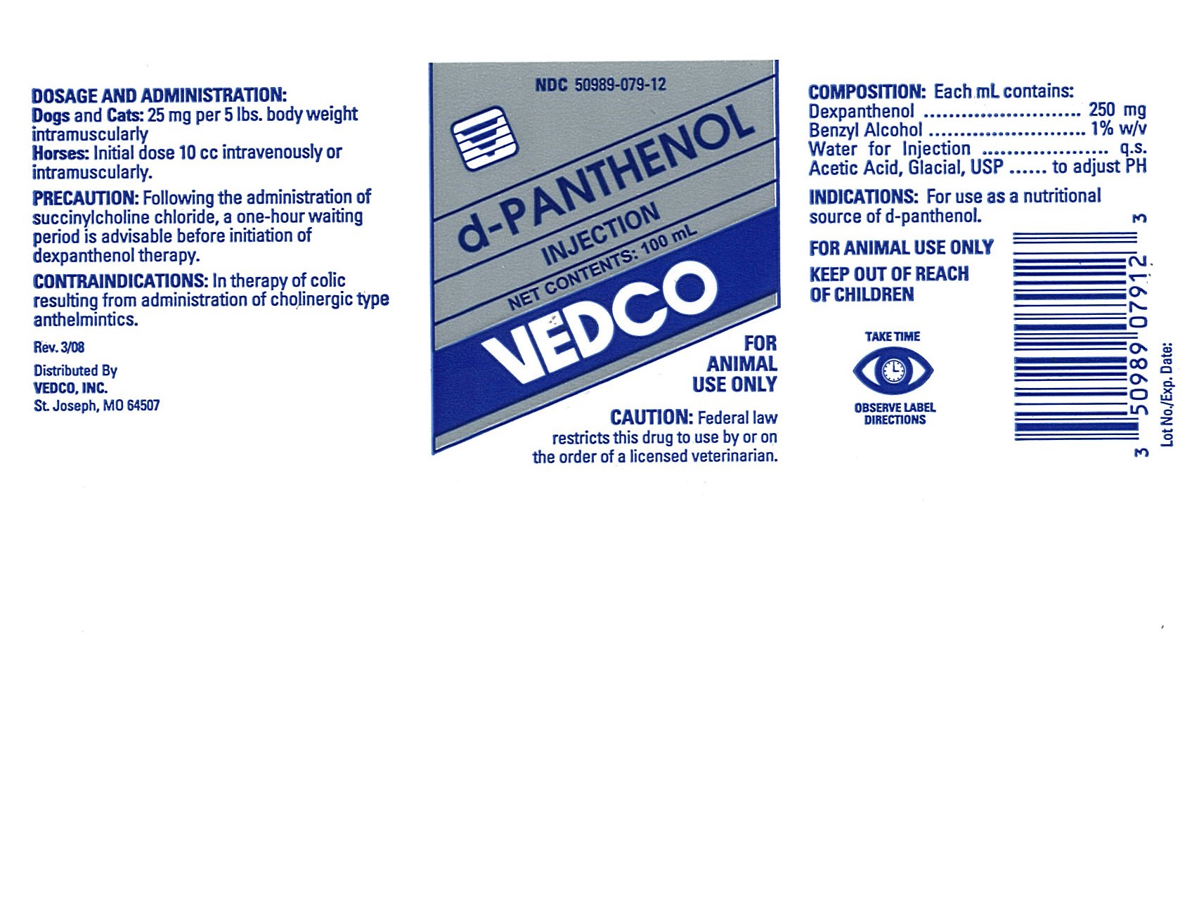 d-panthenol vedco label
