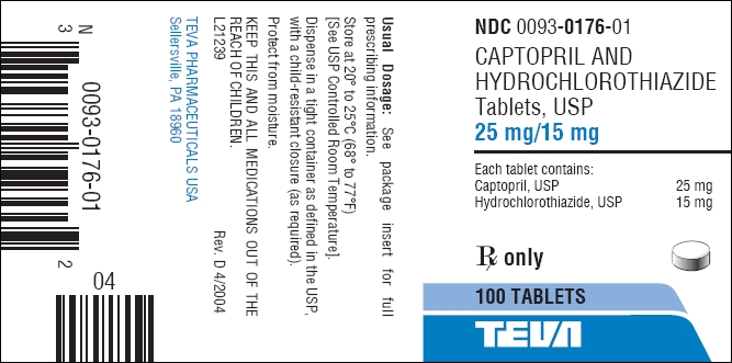 Captopril and Hydrochlorothiazide Tablets, USP 25 mg/15 mg 100s Label