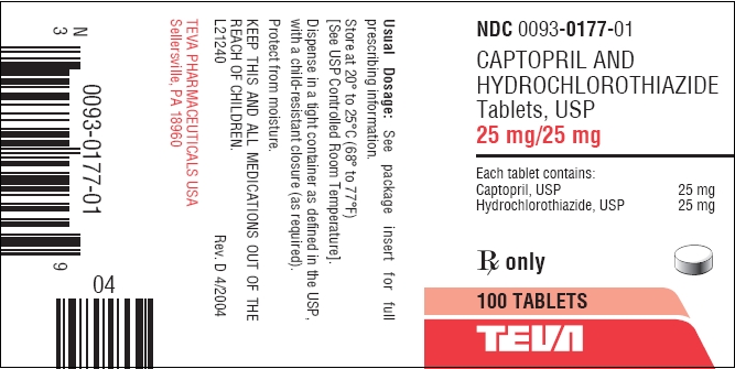 Captopril and Hydrochlorothiazide Tablets, USP 25 mg/25 mg 100s Label