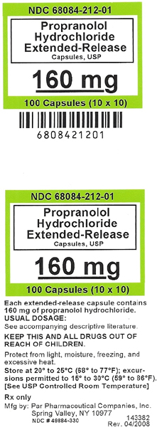 Container Label - Propranolol Hydrochloride ER Capsules - 160 mg