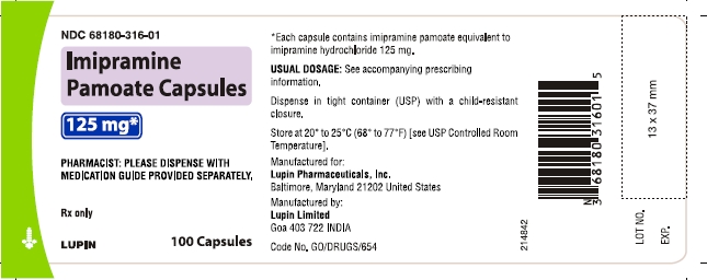 Imipramine Pamoate Capsules - 100 capsules- 125 mg