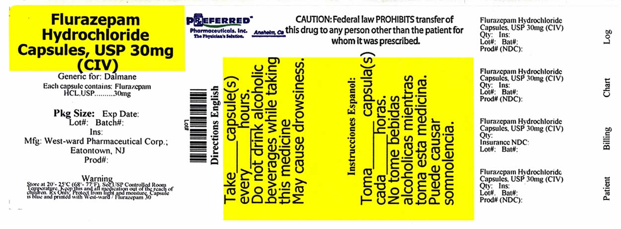 Flurazepam Hydrochloride Capsules, USP 30mg (CIV) label