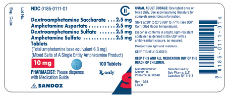 Amphetamine 10 mg x 100 Tablets - Label
