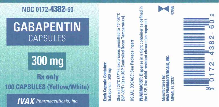 Gabapentin Capsules 300 mg 100s Label