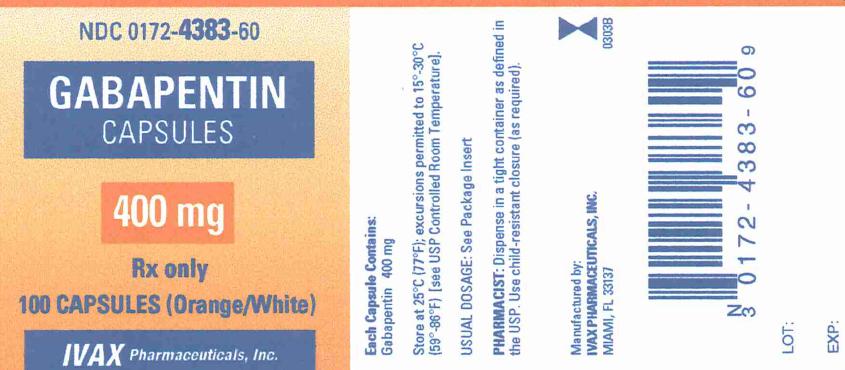 Gabapentin Capsules 400 mg 100s Label