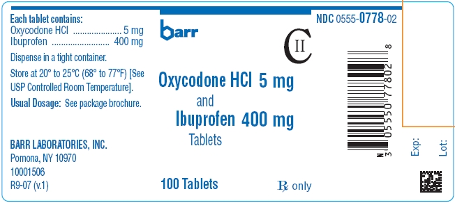 Oxycodone HCl 5 mg and Ibuprofen 400 mg 100s Label
