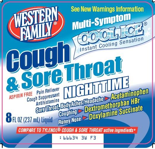 Cough & Sore Throat Nighttime Front Label