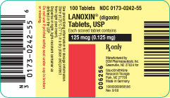 Lanoxin Tablets 0.125 mg  x 100 label