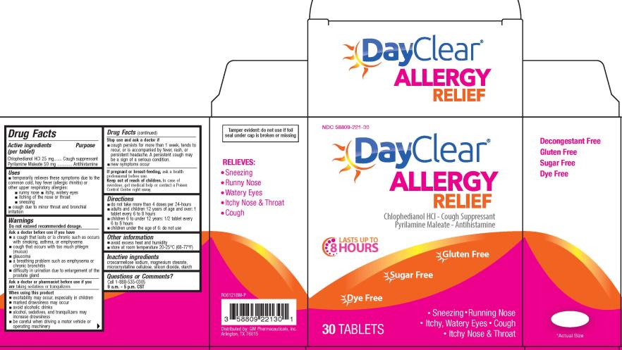 PRINCIPAL DISPLAY PANEL 
NDC 58809-221-30 
DAYCLEAR 
ALLERGY
RELIEF 
30 TABLETS 
