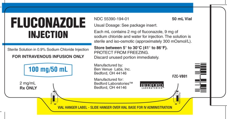 Vial Label for Fluconazole 100mg/50 mL