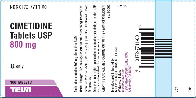 Cimetidine Tablets 800mg 100s label