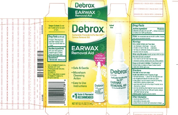 PRINCIPAL DISPLAY PANEL
Debrox DROPS
Carbamide Peroxide 6.5% Non USP*
Earwax Removal Aid
½ FL OZ (15mL)