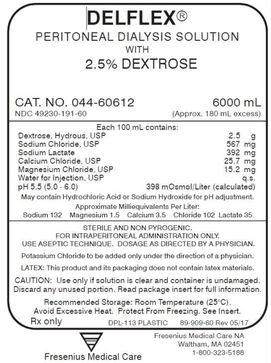 Principal Display Panel – 2.5% Dextrose 6000 mL Bag Label
