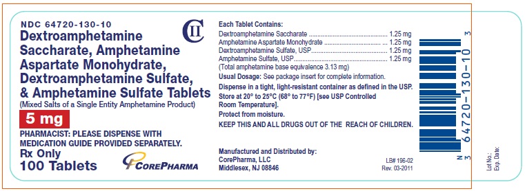 Container Label - Dextroamphetamine Saccharate, Amphetamine Aspartate Monohydrate, Dextroamphetamine Sulfate, & Amphetamine Sulfate Tablets 5 mg